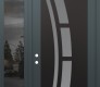Modern Steel Front Door Diamond C12 48" x 96" anthracite/anthracite frosted Glass Panel black RHI with Sidelite and Transom mirrored Glass
