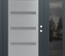 Modern Steel Front Door Diamond C7 48" x 80" anthracite/anthracite frosted Glass Panel stainless steel LHI with Sidelite mirrored Glass