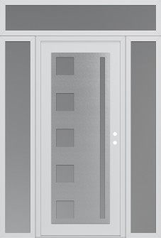 Diamond C3 68" x 96" white/white frosted Glass Panel stainless steel LHI with 2 Sidelites and Transom frosted Glass