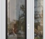 Modern Steel Front Door Diamond C1 52" x 96" white/white clear Glass Panel black LHI with Sidelite and Transom clear Glass