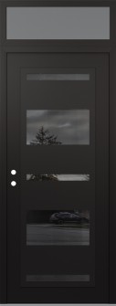 Diamond C10 36" x 96" black/black mirrored Glass Panel black RHI with Transom frosted Glass