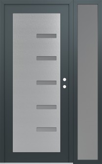 Diamond C8 48" x 80" anthracite/anthracite frosted Glass Panel stainless steel LHI with Sidelite frosted Glass