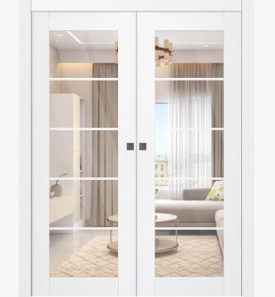 Palladio 5 Lite Clear Vetro Bianco Noble Double pocket doors