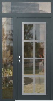 Diamond C16 50" x 96" anthracite/anthracite clear Glass Panel stainless steel RHI with Sidelite and Transom clear Glass