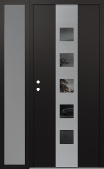 DIAMOND A13 50" X 80" BLACK/BLACK MIRRORED GLASS PANEL STAINLESS STEEL RHI WITH SIDELITE FROSTED GLASS