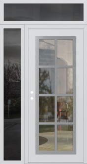 Diamond C16 48" x 96" white/white clear Glass Panel stainless steel RHI with Sidelite and Transom mirrored Glass