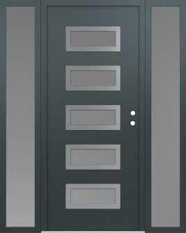 Diamond D1 64" x 80" anthracite/anthracite frosted Glass Panel stainless steel LHI with 2 Sidelites frosted Glass