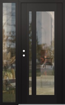 Diamond C15 48" x 80" black/black clear Glass Panel black RHI with Sidelite clear Glass