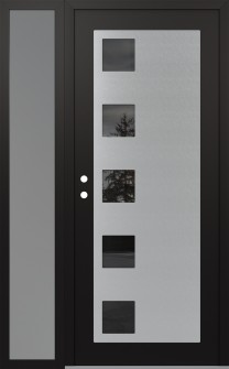 Diamond C5 50" x 80" black/black mirrored Glass Panel stainless steel RHI with Sidelite frosted Glass