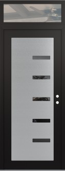 Diamond C8 36" x 96" black/black mirrored Glass Panel stainless steel LHI with Transom clear Glass