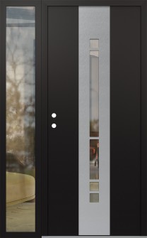 DIAMOND A3 50" X 80" BLACK/BLACK CLEAR GLASS PANEL STAINLESS STEEL RHI WITH SIDELITE CLEAR GLASS