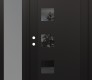 Modern Steel Front Door Diamond C5 52" x 80" black/black mirrored Glass Panel black RHI with Sidelite frosted Glass
