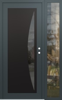 Diamond C13 52" x 80" anthracite/anthracite mirrored Glass Panel black LHI with Sidelite clear Glass