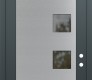 Modern Steel Front Door Diamond C5 36" x 96" anthracite/anthracite clear Glass Panel stainless steel LHI with Transom mirrored Glass