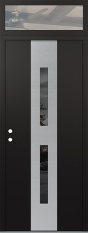 DIAMOND A6 36" X 96" BLACK/BLACK MIRRORED GLASS PANEL STAINLESS STEEL RHI WITH TRANSOM CLEAR GLASS