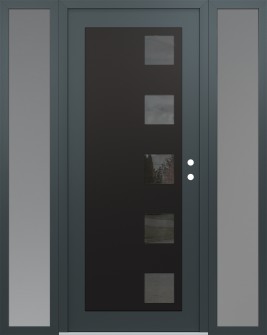 Diamond C5 68" x 80" anthracite/anthracite mirrored Glass Panel black LHI with 2 Sidelites frosted Glass