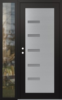 Diamond C8 52" x 80" black/white frosted Glass Panel stainless steel RHI with Sidelite clear Glass