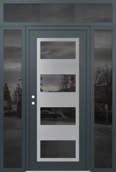 Diamond C2 68" x 96" anthracite/anthracite mirrored Glass Panel stainless steel RHI with 2 Sidelites and Transom mirrored Glass