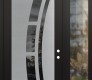 Modern Steel Front Door Diamond C12 52" x 96" black/black mirrored Glass Panel stainless steel LHI with Sidelite and Transom clear Glass