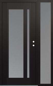 Diamond C15 48" x 80" black/white frosted Glass Panel black LHI with Sidelite frosted Glass