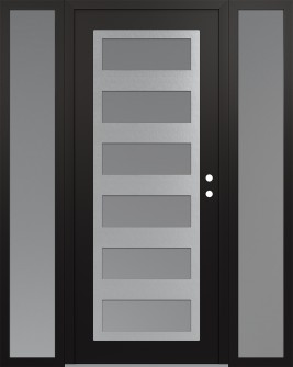 Diamond C9 64" x 80" black/white frosted Glass Panel stainless steel LHI with 2 Sidelites frosted Glass