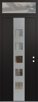 DIAMOND A13 36" X 96" BLACK/BLACK CLEAR GLASS PANEL STAINLESS STEEL LHI WITH TRANSOM CLEAR GLASS