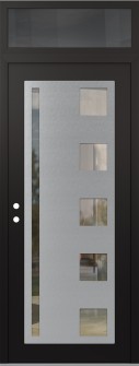 Diamond C3 36" x 96" black/black clear Glass Panel stainless steel RHI with Transom mirrored Glass