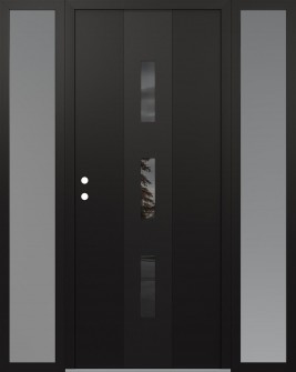 DIAMOND A7 60" X 80" BLACK/BLACK MIRRORED GLASS PANEL BLACK RHI WITH 2 SIDELITES FROSTED GLASS