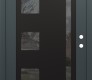 Modern Steel Front Door Diamond C3 36" x 80" anthracite/anthracite mirrored Glass Panel black LHI