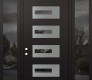 Modern Steel Front Door Diamond D6 60" x 96" black/black mirrored Glass Panel stainless steel RHI with 2 Sidelites and Transom mirrored Glass