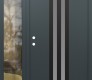 Modern Steel Front Door DIAMOND A8 50" X 80" ANTHRACITE/ANTHRACITE FROSTED GLASS PANEL BLACK RHI WITH SIDELITE CLEAR GLASS
