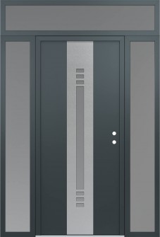 DIAMOND A5 68" X 96" ANTHRACITE/ANTHRACITE FROSTED GLASS PANEL STAINLESS STEEL LHI WITH 2 SIDELITES AND TRANSOM FROSTED GLASS