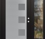 Modern Steel Front Door Diamond C5 50" x 80" black/white frosted Glass Panel stainless steel LHI with Sidelite clear Glass