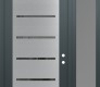 Modern Steel Front Door Diamond C11 52" x 96" anthracite/anthracite mirrored Glass Panel stainless steel LHI with Sidelite and Transom frosted Glass