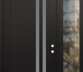 Modern Steel Front Door Diamond C6 48" x 96" black/white frosted Glass Panel black LHI with Sidelite and Transom clear Glass