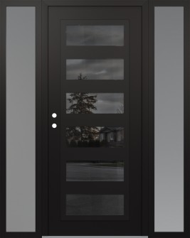 Diamond C9 64" x 80" black/black mirrored Glass Panel black RHI with 2 Sidelites frosted Glass