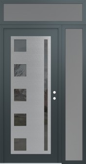 Diamond C3 52" x 96" anthracite/anthracite mirrored Glass Panel stainless steel LHI with Sidelite and Transom frosted Glass