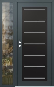 Diamond C11 52" x 80" anthracite/anthracite frosted Glass Panel black RHI with Sidelite clear Glass