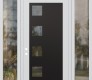 Modern Steel Front Door Diamond C5 64" x 96" white/white clear Glass Panel black RHI with 2 Sidelites and Transom clear Glass