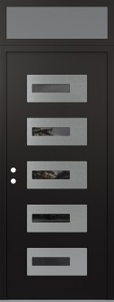 Diamond D6 36" x 96" black/black Mirrored Glass Panel stainless steel RHI with Transom frosted Glass