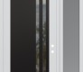 Modern Steel Front Door Diamond C6 50" x 96" white/white clear Glass Panel black LHI with Sidelite and Transom frosted Glass