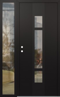 DIAMOND A9 48" X 80" BLACK/BLACK CLEAR GLASS PANEL BLACK RHI WITH SIDELITE CLEAR GLASS