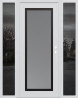Diamond C1 60" x 80" white/white frosted Glass Panel black LHI with 2 Sidelites mirrored Glass