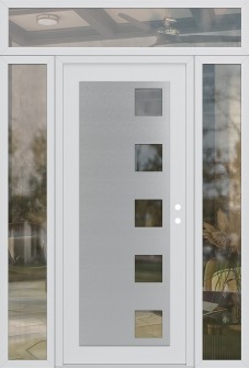 Diamond C5 64" x 96" white/white clear Glass Panel stainless steel LHI with 2 Sidelites and Transom clear Glass