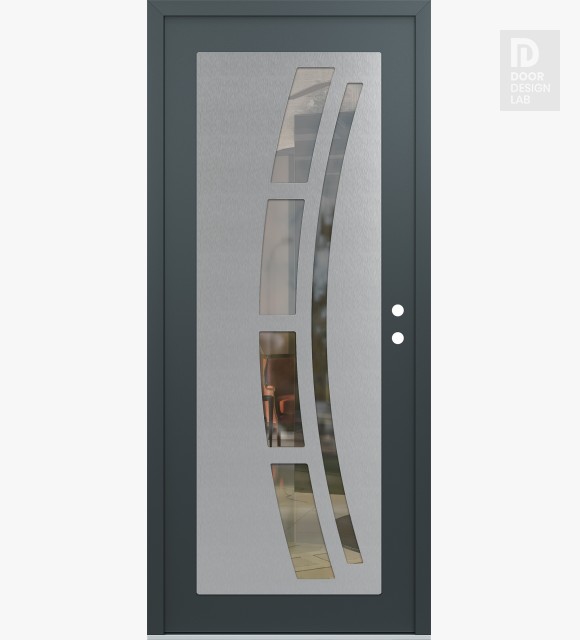 Modern Steel Front Door Diamond C12 36" x 80" anthracite/anthracite clear Glass Panel stainless steel LHI