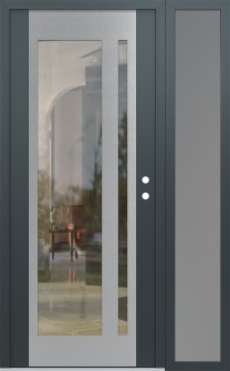 Diamond C15 52" x 80" anthracite/anthracite clear Glass Panel stainless steel LHI with Sidelite frosted Glass