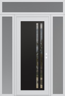 Diamond C6 64" x 96" white/white clear Glass Panel black LHI with 2 Sidelites and Transom frosted Glass