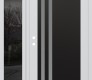 Modern Steel Front Door Diamond C6 48" x 80" white/white frosted Glass Panel black LHI with Sidelite mirrored Glass