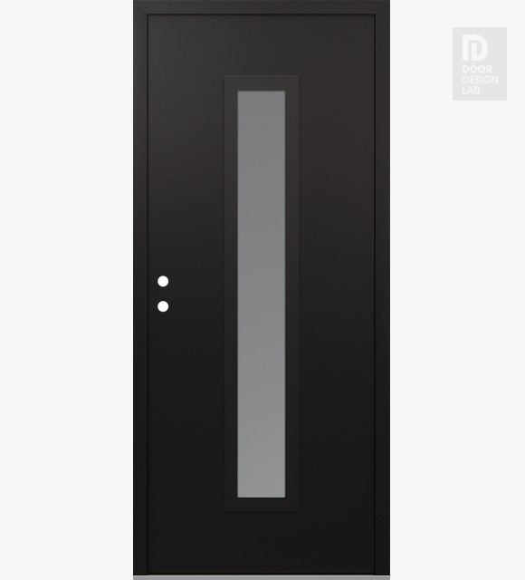 Modern Steel Front Door DIAMOND A11 36" X 80" BLACK/WHITE FROSTED GLASS PANEL BLACK RHI