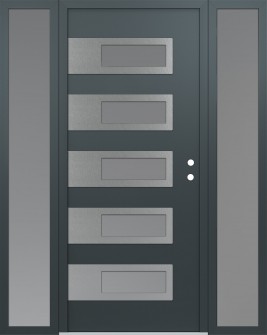Diamond D3 68" x 80" anthracite/anthracite frosted Glass Panel stainless steel LHI with 2 Sidelites frosted Glass